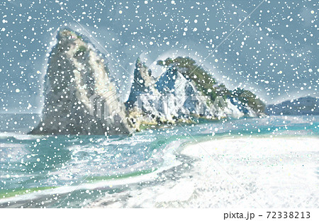 浄土ヶ浜の雪 72338213