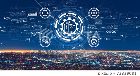 Automation concept with downtown Los Angeles Automation concept with downtown Los Angeles 72339081