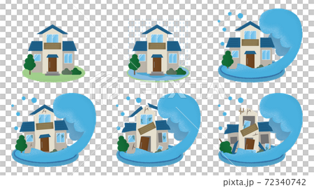 Vector illustration set of houses suffering flood damage Vector illustration set of houses suffering flood damage 72340742