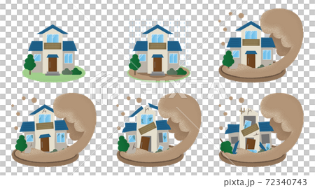 Vector illustration set of houses suffering flood damage Vector illustration set of houses suffering flood damage 72340743