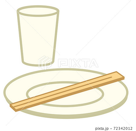紙皿と紙コップと割り箸のシンプルなカラーアイコンのイラスト素材