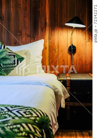 Modern white bed and pillow in the morning mood 72342271