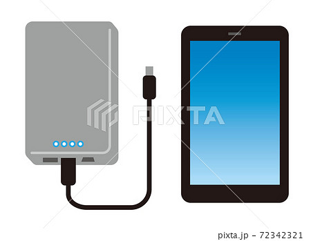 スマホと充電用バッテリーのシンプルなカラーアイコンのイラスト素材