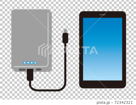 スマホと充電用バッテリーのシンプルなカラーアイコンのイラスト素材