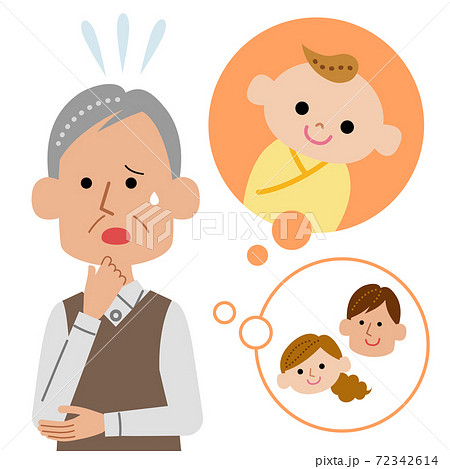 孫が欲しいと子供夫婦を心配するシニア男性 72342614