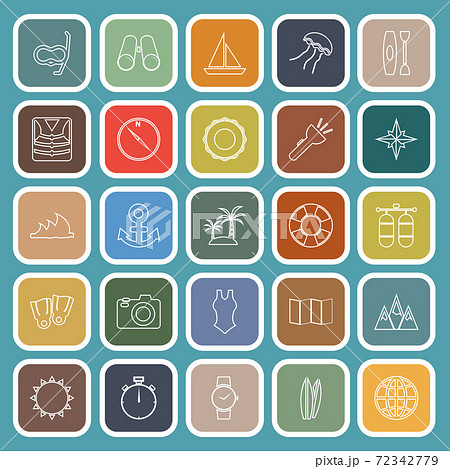 Diving line flat icons on green background 72342779