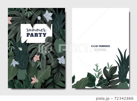 Tropical botanical garden invitation card template design, Platycodon or balloon flowers 72342866
