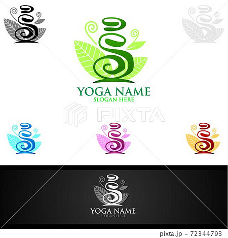 Yoga and Lotus flower logo with Health Spa Concept and Human silhouette Yoga and Lotus flower logo with Health Spa Concept and Human silhouette 72344793