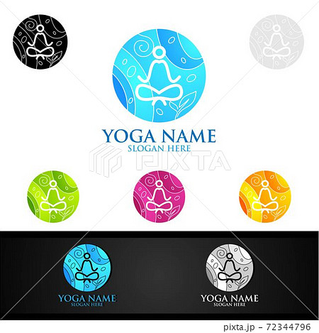 Yoga and Lotus flower logo with Health Spa Concept and Human silhouette 72344796