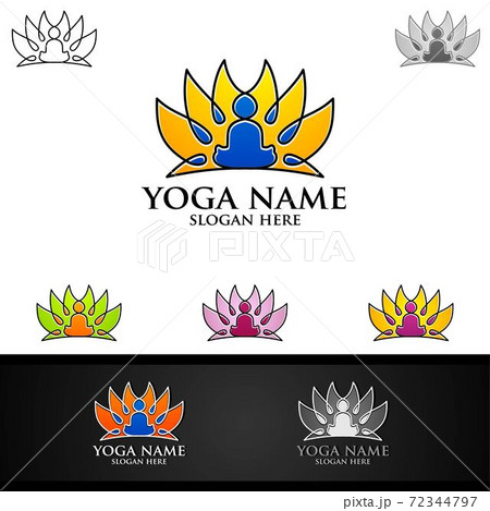 Yoga and Lotus flower logo with Health Spa Concept and Human silhouette 72344797