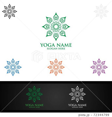 Yoga and Lotus flower logo with Health Spa Concept and Human silhouette 72344799