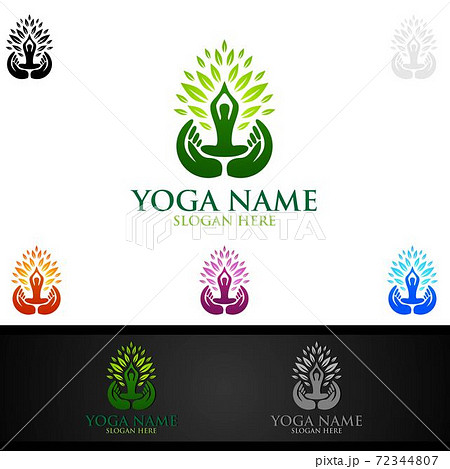 Yoga and Lotus flower logo with Health Spa Concept and Human silhouette Yoga and Lotus flower logo with Health Spa Concept and Human silhouette 72344807