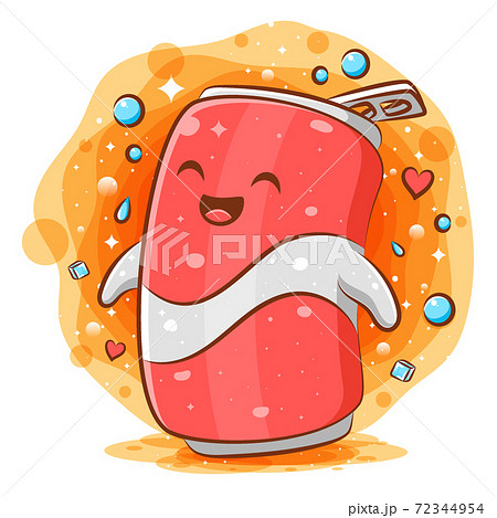 Cute Cola Can cartoon kawaii mascot character	 72344954