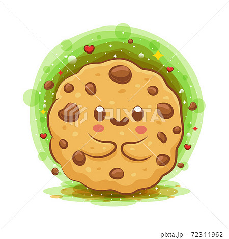 Cute Choco Chip Cookies Kawaii Cartoon Character のイラスト素材