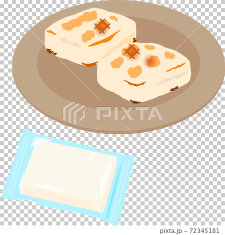 市販の切り餅と焼いた餅 72345181