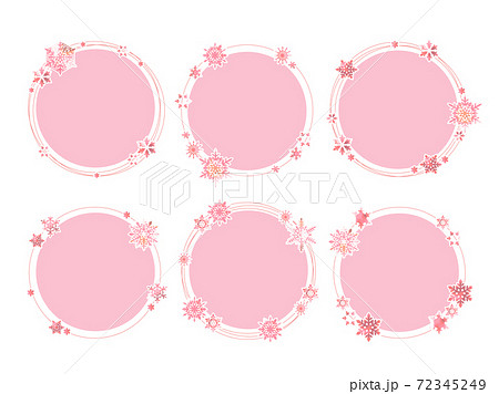 雪もようの丸型フレームのイラスト素材