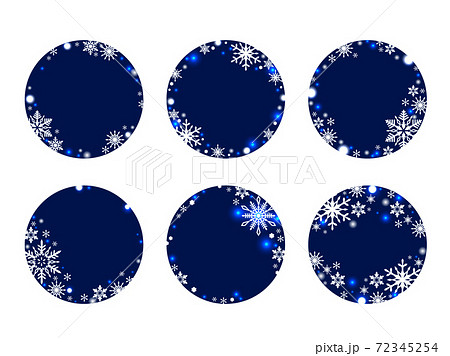 雪もようの丸型フレームのイラスト素材