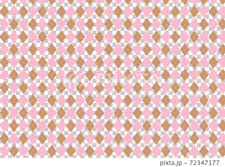 背景素材 アーガイルチェック柄04 バレンタイン 茶色とピンク のイラスト素材