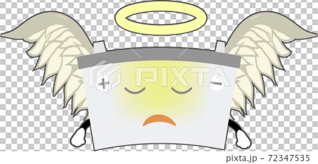 完全に壊れた天に召された可愛いバッテリーのイラストのイラスト素材