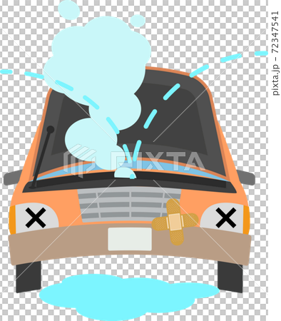オーバーヒートしてエンジンがかからなくなった車のイラスト 72347541