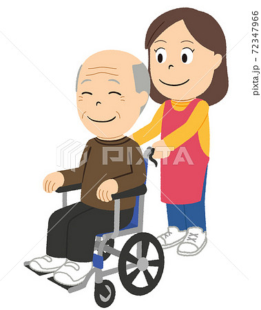 介護施設で働くケアワーカーのイラストのイラスト素材
