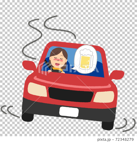 酒気帯び運転をする女性のイラストのイラスト素材