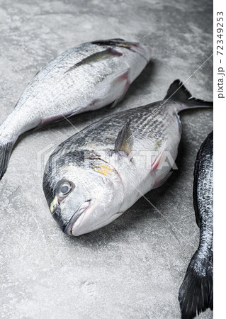 Whole dorado Sea bream fish with herbs for grill 72349253