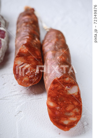 Variety of dry cured fuet and chorizosalami Variety of dry cured fuet and chorizosalami 72349876