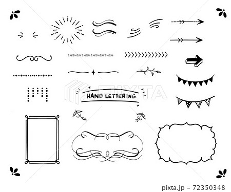 ハンドレタリング素材 飾り線 矢印 フレームセットのイラスト素材