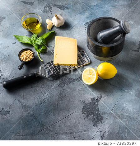 Green basil pesto italian recipe ingredients . Green basil pesto italian recipe ingredients . 72350597