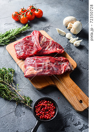 Raw flap steak flank cut with Machete, Skirt Raw flap steak flank cut with Machete, Skirt 72350728