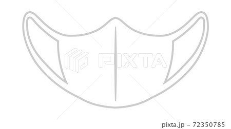 立体型マスクの線画イラスト サージカルマスク のイラスト素材