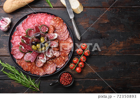 Spanish cold meat plate, chorizo, fuet, 72350893