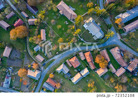 Village aerial top drone view Village aerial top drone view 72352108