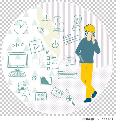 IT and digital content images with men talking on smartphones 72353584