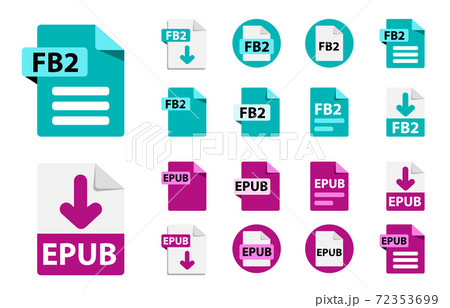 File format extensions icons. Collection of vector icons. 72353699