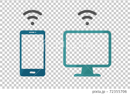 スマホとPCの共有のイラストセット/通信/スマートフォン/パソコン/Wi-Fi/ワイヤレス/無線 スマホとPCの共有のイラストセット/通信/スマートフォン/パソコン/Wi-Fi/ワイヤレス/無線 72355706