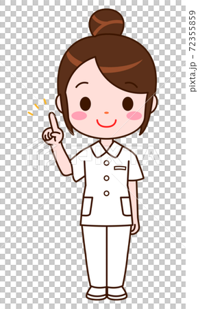 Pointing pose nurse full-body illustration Pointing pose nurse full-body illustration 72355859