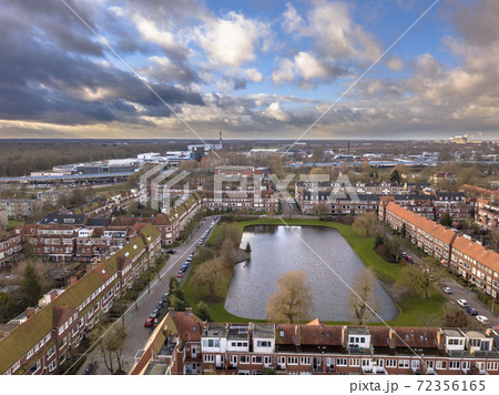 Aerial view pond in dutch city Aerial view pond in dutch city 72356165