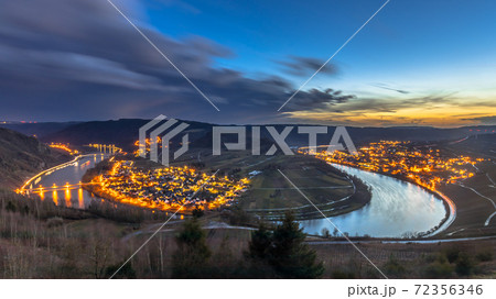 Night is falling over Mosel river valley Night is falling over Mosel river valley 72356346