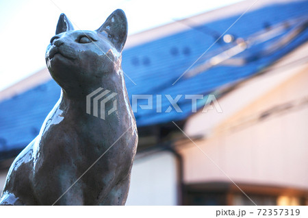 民家に佇む猫の置物 民家に佇む猫の置物 72357319