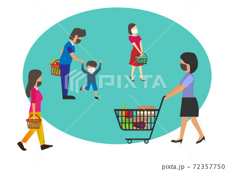 Many families rush to shop for groceries and stay at home. To stop the spread of the corona virus Many families rush to shop for groceries and stay at home. To stop the spread of the corona virus 72357750
