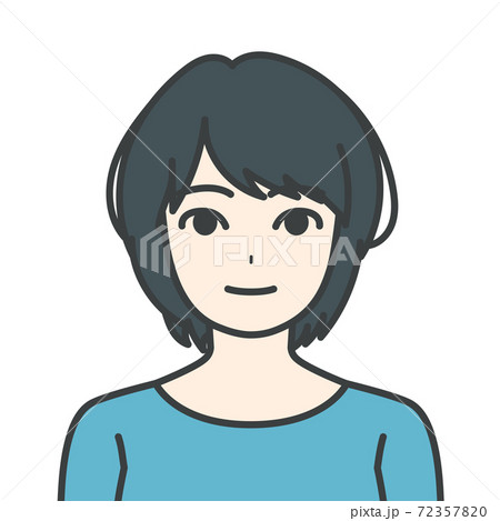 正面向きのショートカットの女性のイラスト素材