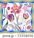 Print with leaves and flowers. 72358056