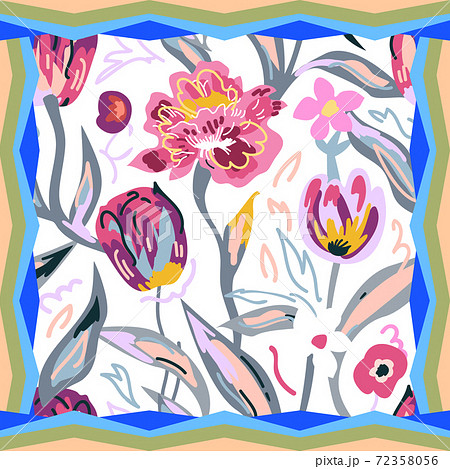 Print with leaves and flowers. Print with leaves and flowers. 72358056