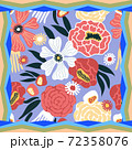 Print with leaves and flowers. 72358076
