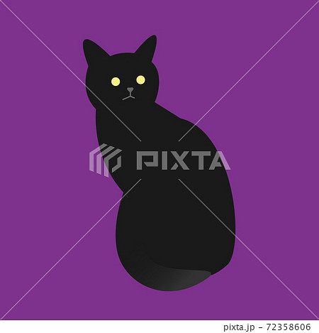 物事の本質を見抜ける黒猫のイラスト Sitting Black Cat Having Insightのイラスト素材