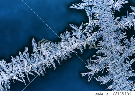 Frosty patterns on winter window glass macro 72359150