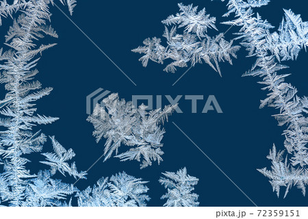 Frosty patterns on winter window glass macro 72359151