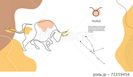 Zodiac background. Taurus constellation. Earth element. Horizontal banner. 72359456